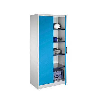 Stahlschrank 08921-00 S10110 lichtblau, lichtgrau 93,0 x 50,0 x 195,0 cm, aufgebaut
